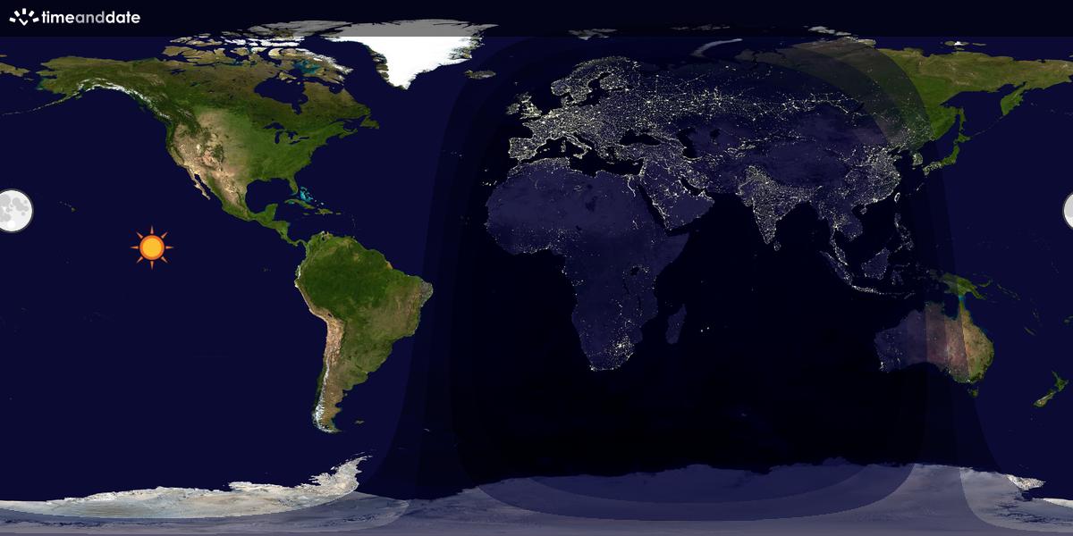 Verdenskart som viser dag og natt 