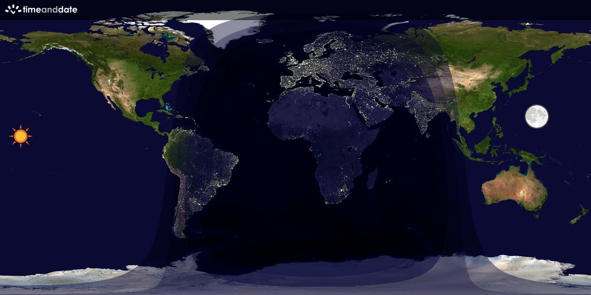 Verdenskart som viser dag og natt 