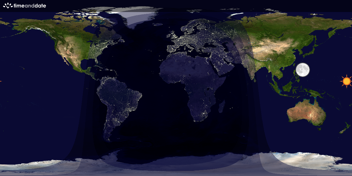 Verdenskart som viser dag og natt 