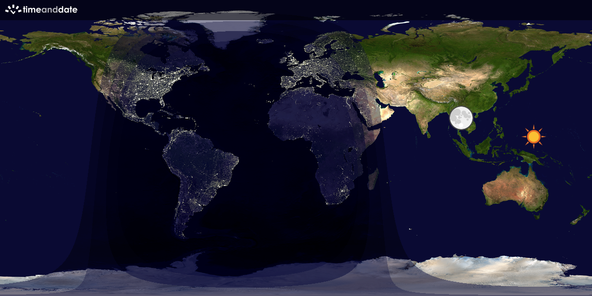 Verdenskart som viser dag og natt 