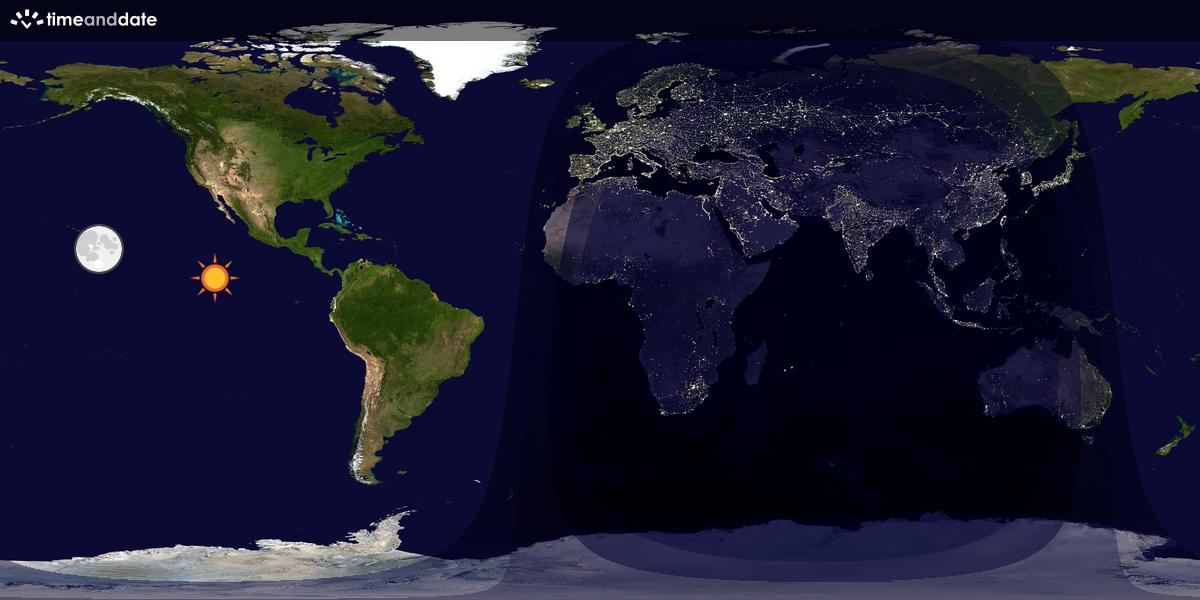 Verdenskart som viser dag og natt 