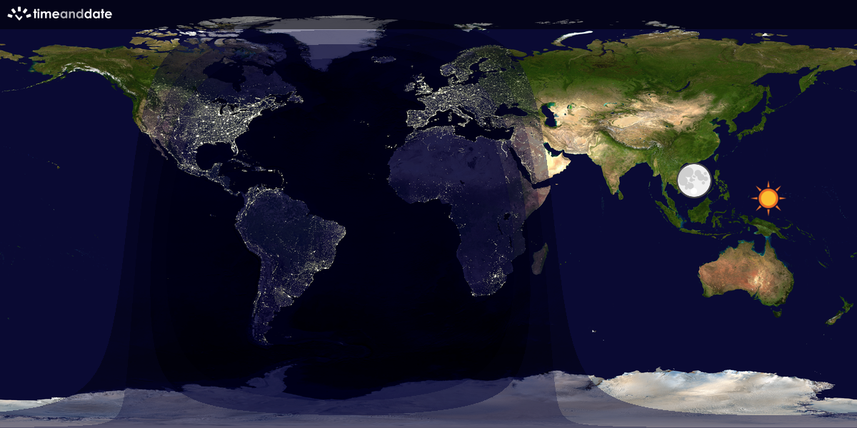 Verdenskart som viser dag og natt 