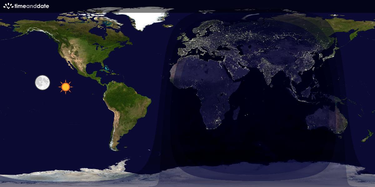 Verdenskart som viser dag og natt 