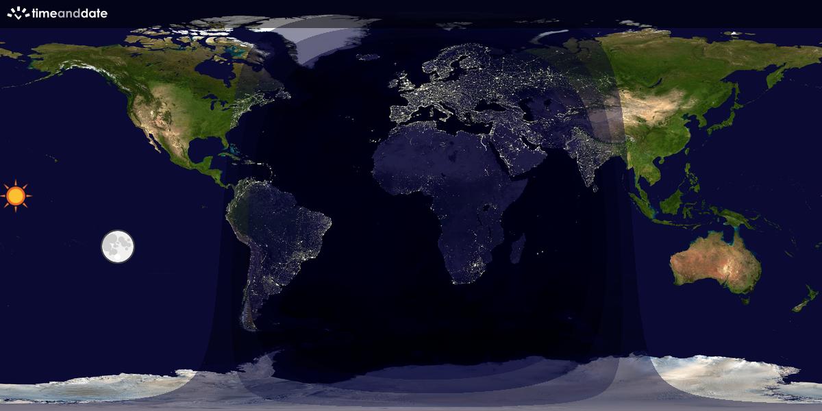 Verdenskart som viser dag og natt 