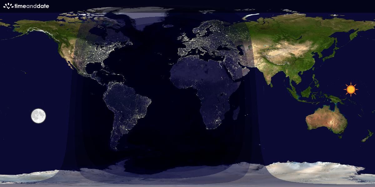 Verdenskart som viser dag og natt 