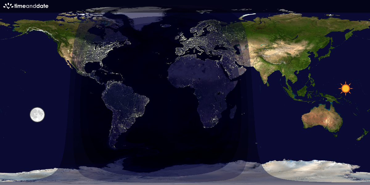Verdenskart som viser dag og natt 