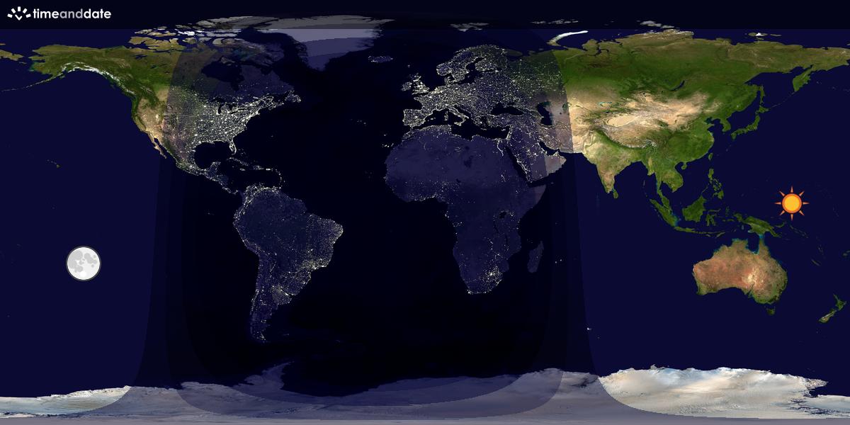 Verdenskart som viser dag og natt 