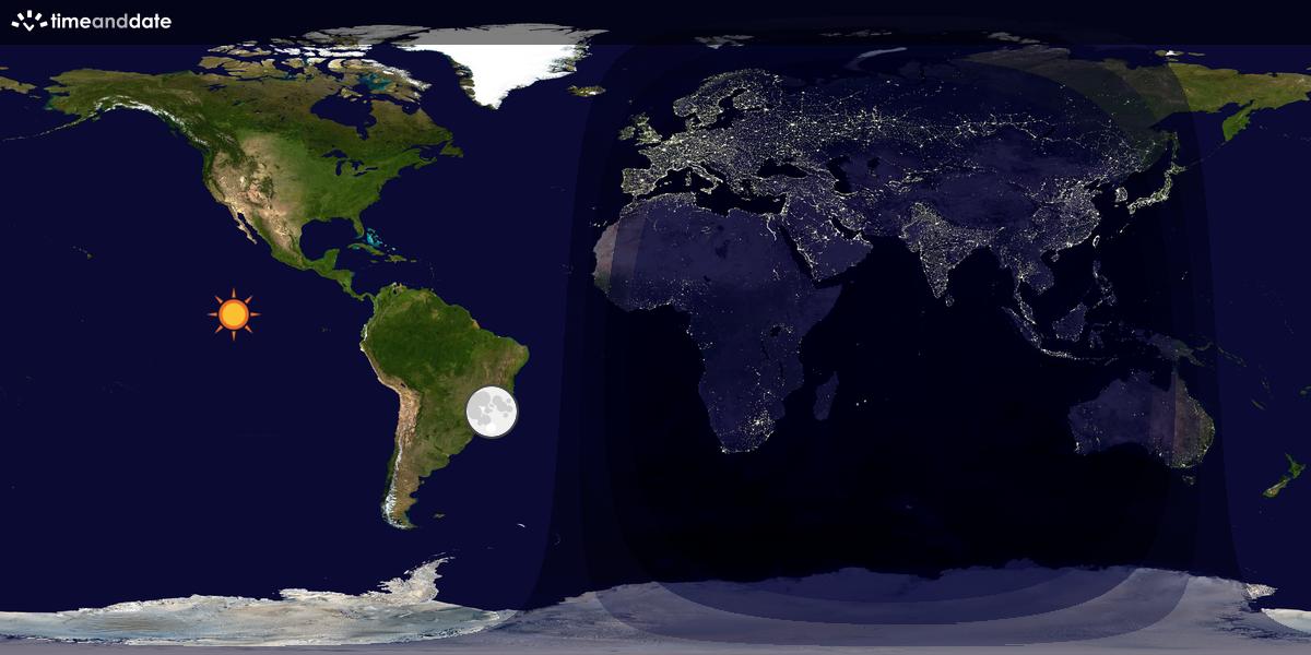 Verdenskart som viser dag og natt 