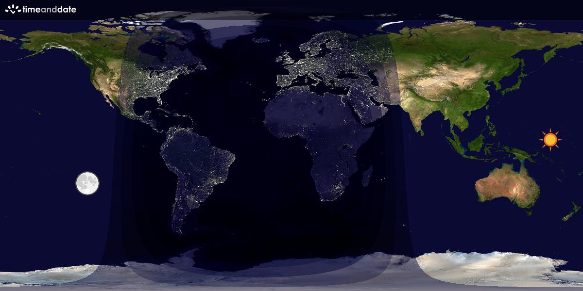 Verdenskart som viser dag og natt 