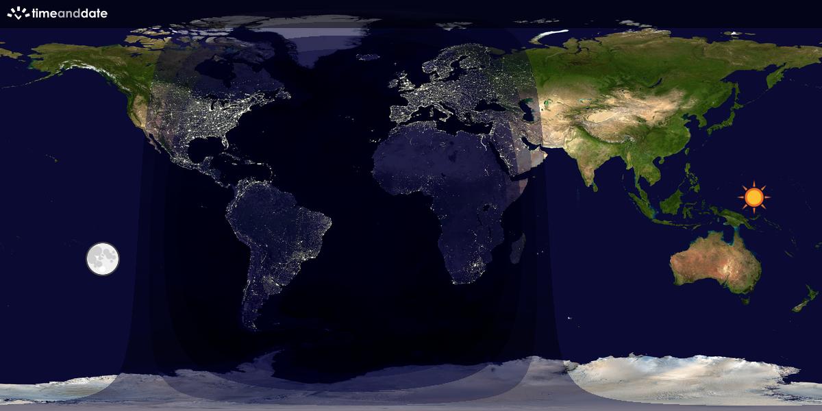 Verdenskart som viser dag og natt 