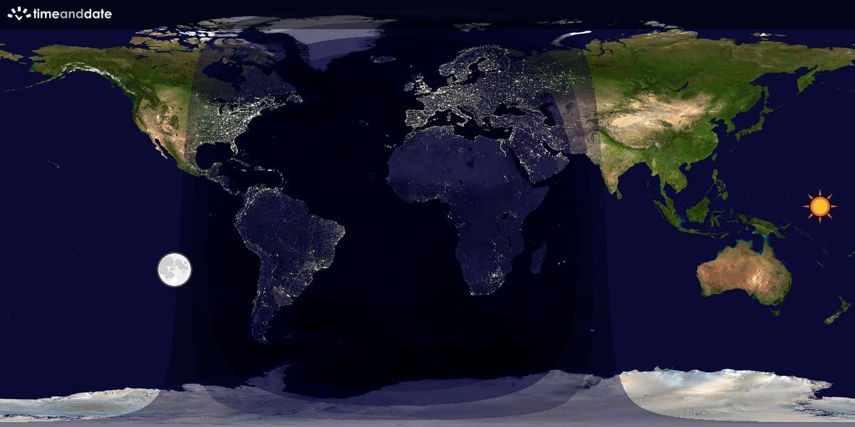 Verdenskart som viser dag og natt 