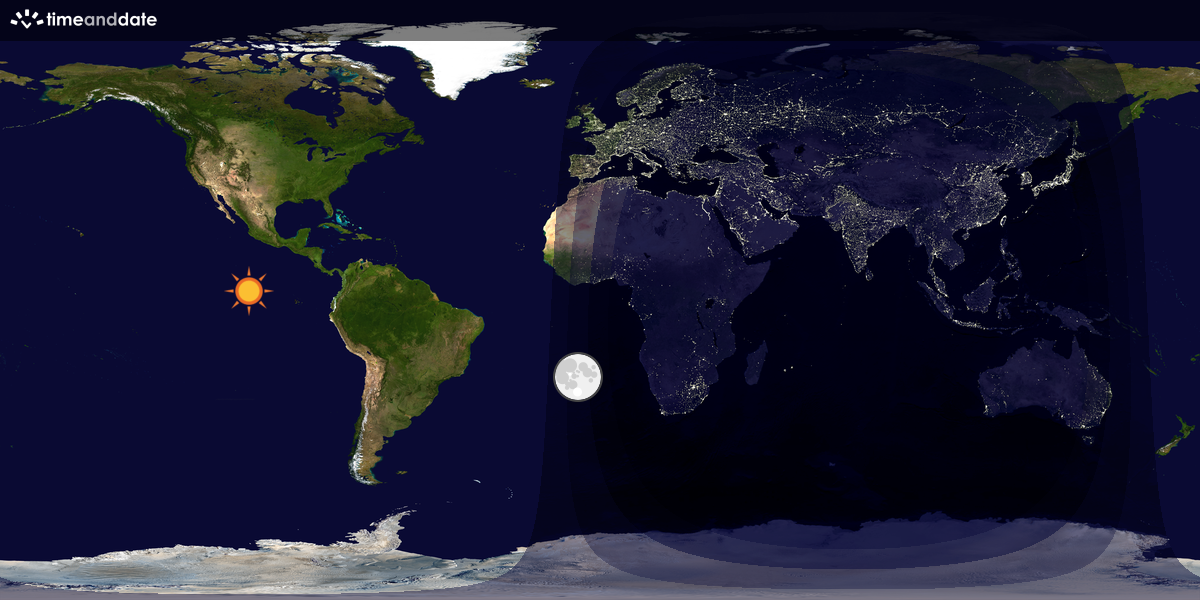 Verdenskart som viser dag og natt 