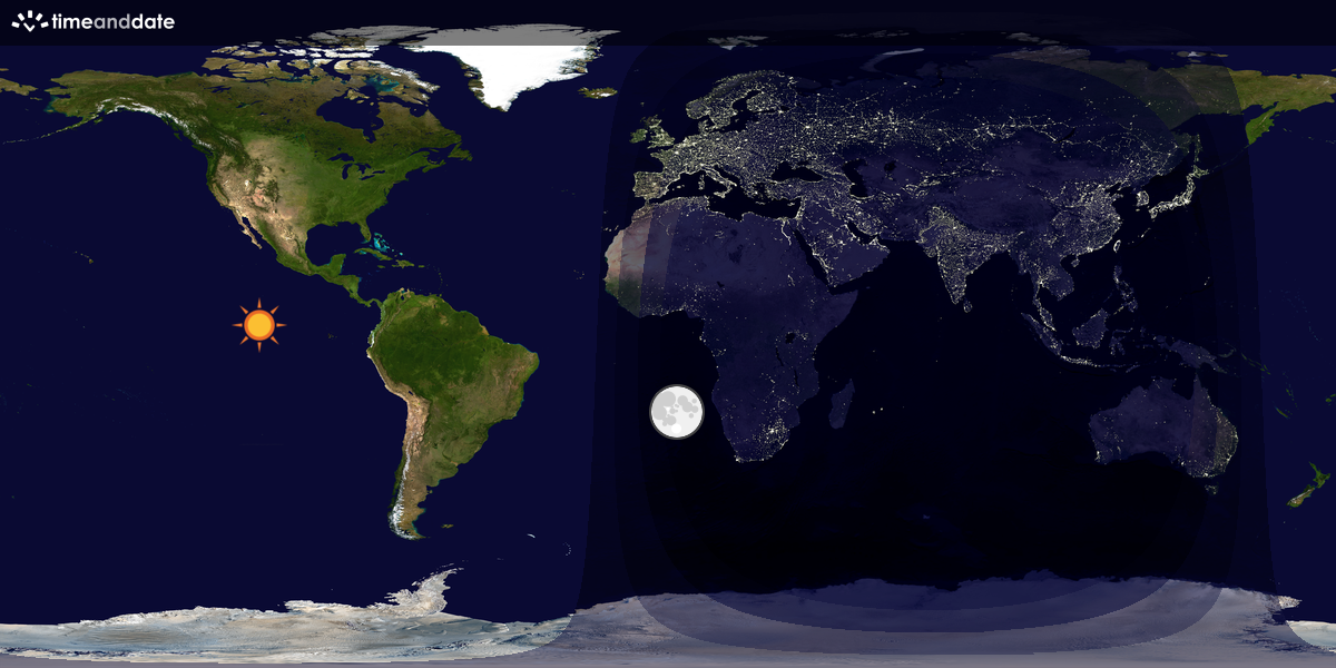Verdenskart som viser dag og natt 