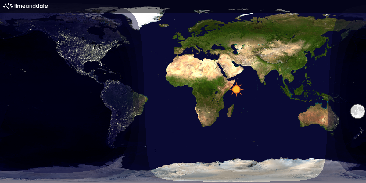 Verdenskart som viser dag og natt 