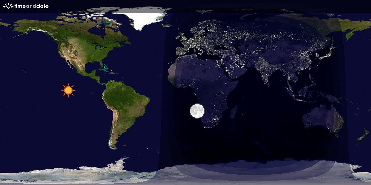 Verdenskart som viser dag og natt 