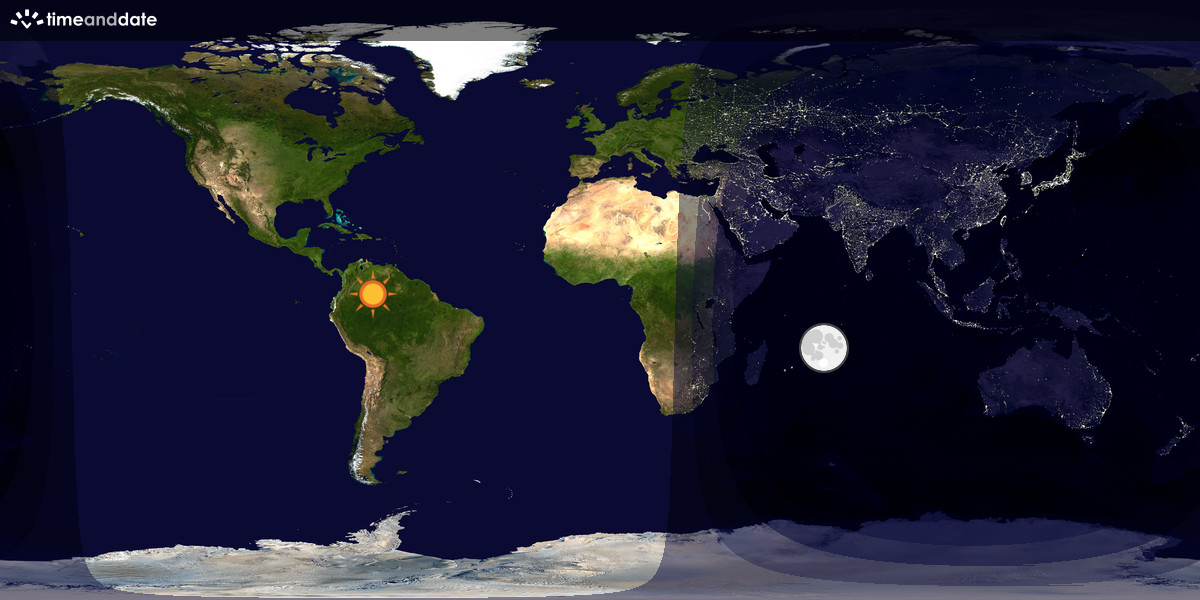 Verdenskart som viser dag og natt 