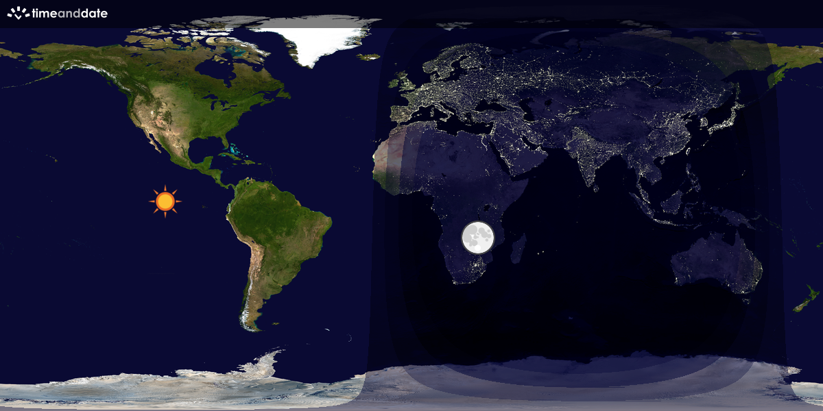Verdenskart som viser dag og natt 