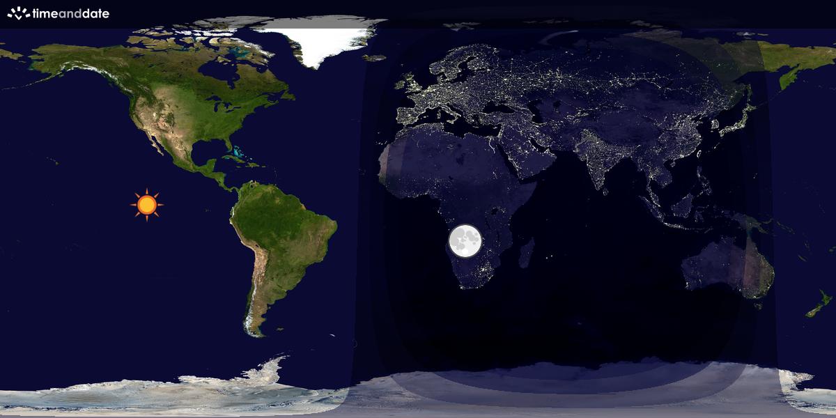 Verdenskart som viser dag og natt 