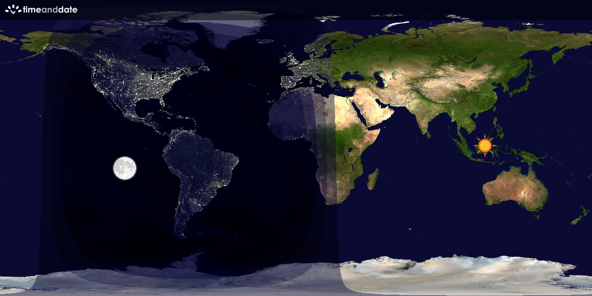 Verdenskart som viser dag og natt 