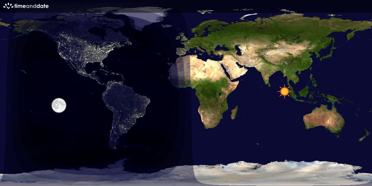 Verdenskart som viser dag og natt 