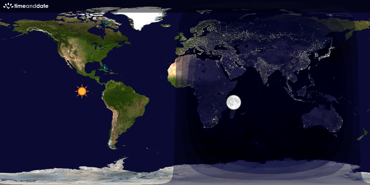 Verdenskart som viser dag og natt 
