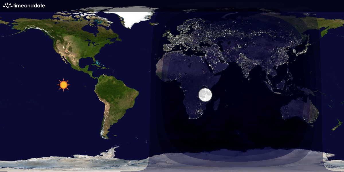 Verdenskart som viser dag og natt 