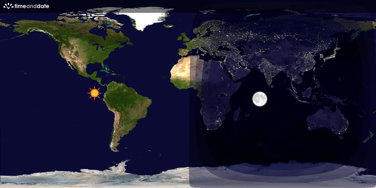 Verdenskart som viser dag og natt 