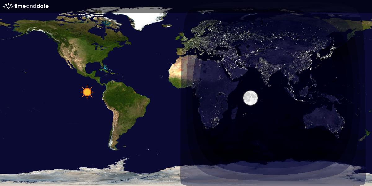 Verdenskart som viser dag og natt 