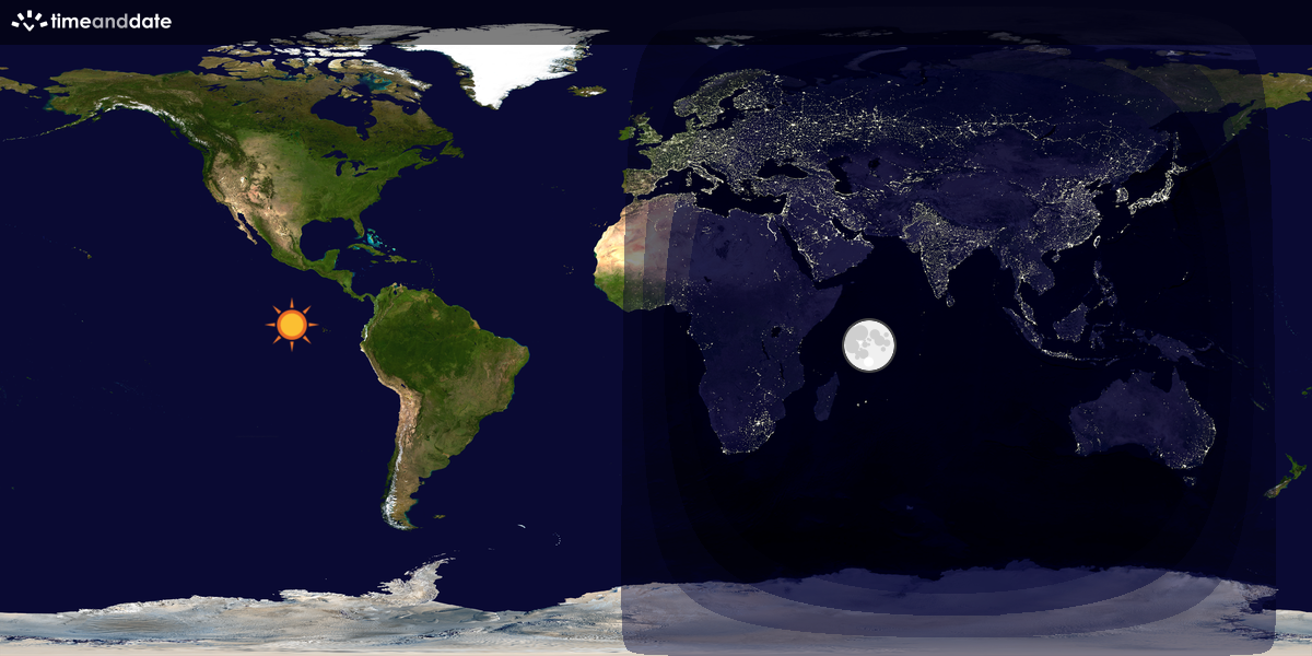 Verdenskart som viser dag og natt 