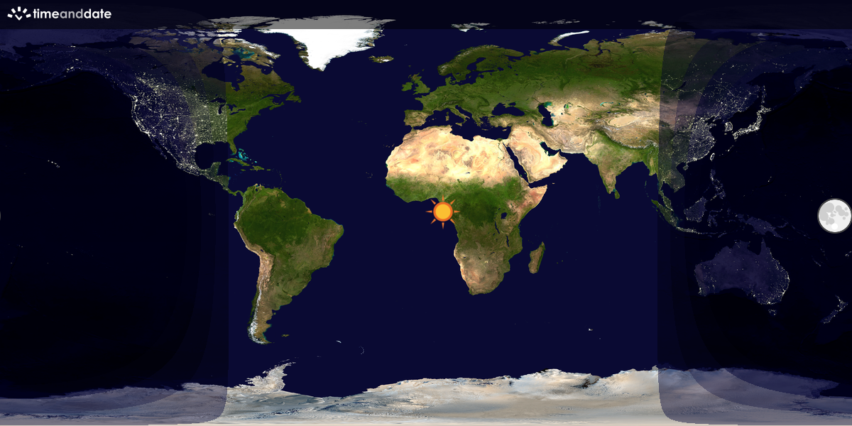 Verdenskart som viser dag og natt 