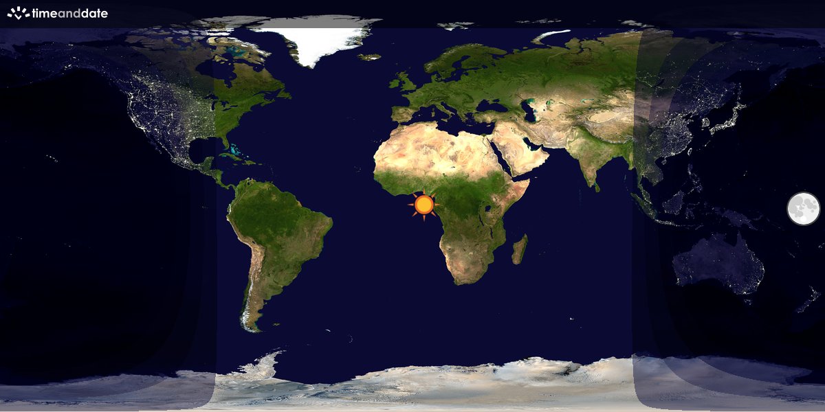Verdenskart som viser dag og natt 