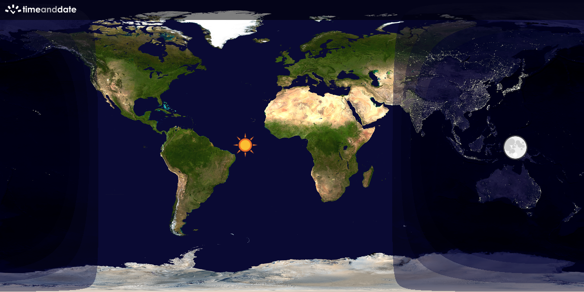 Verdenskart som viser dag og natt 