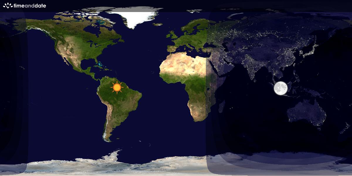 Verdenskart som viser dag og natt 