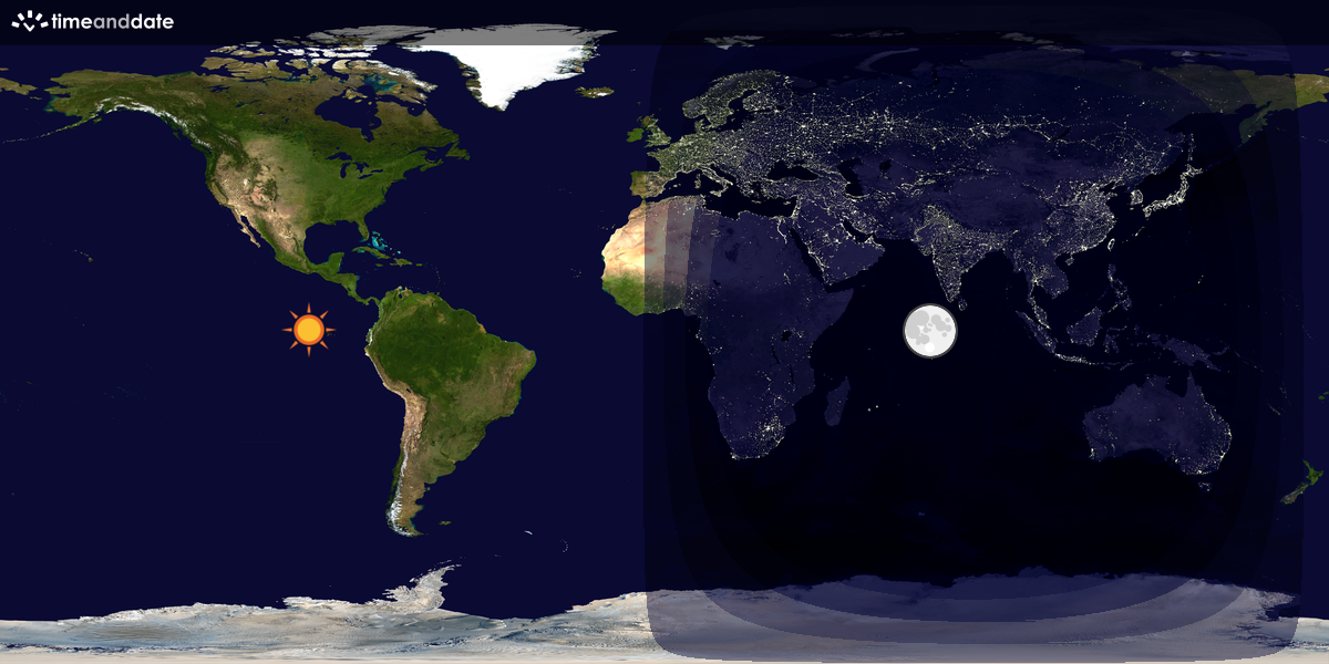 Verdenskart som viser dag og natt 