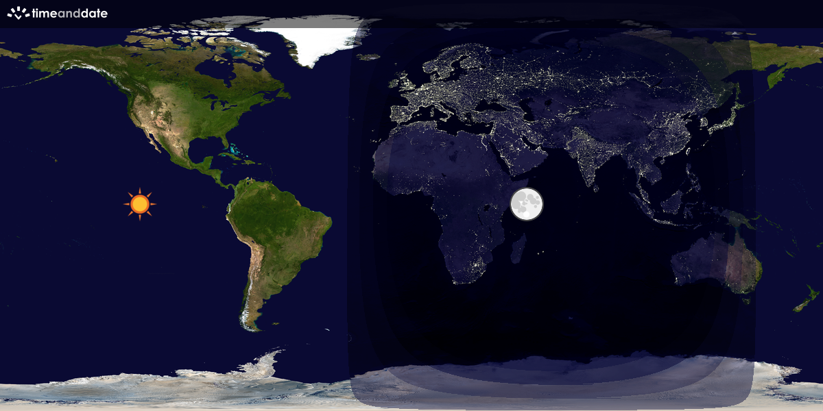 Verdenskart som viser dag og natt 
