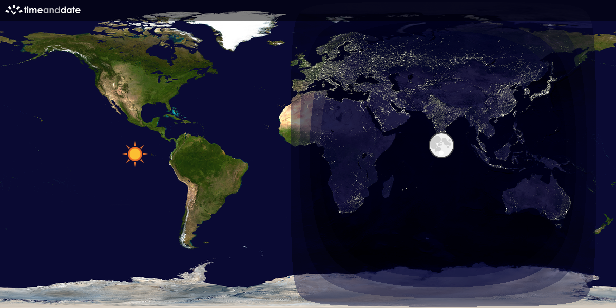Verdenskart som viser dag og natt 