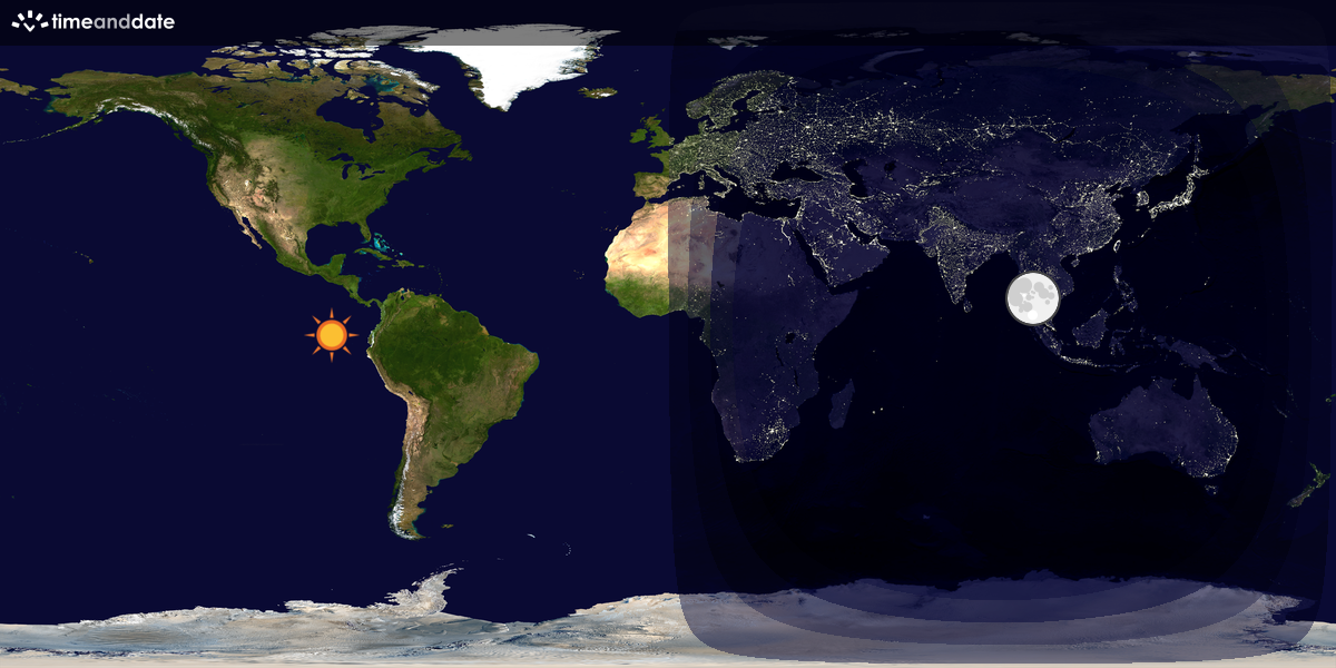 Verdenskart som viser dag og natt 