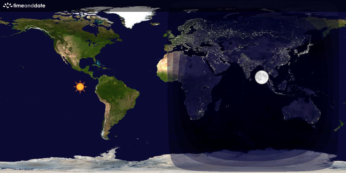 Verdenskart som viser dag og natt 