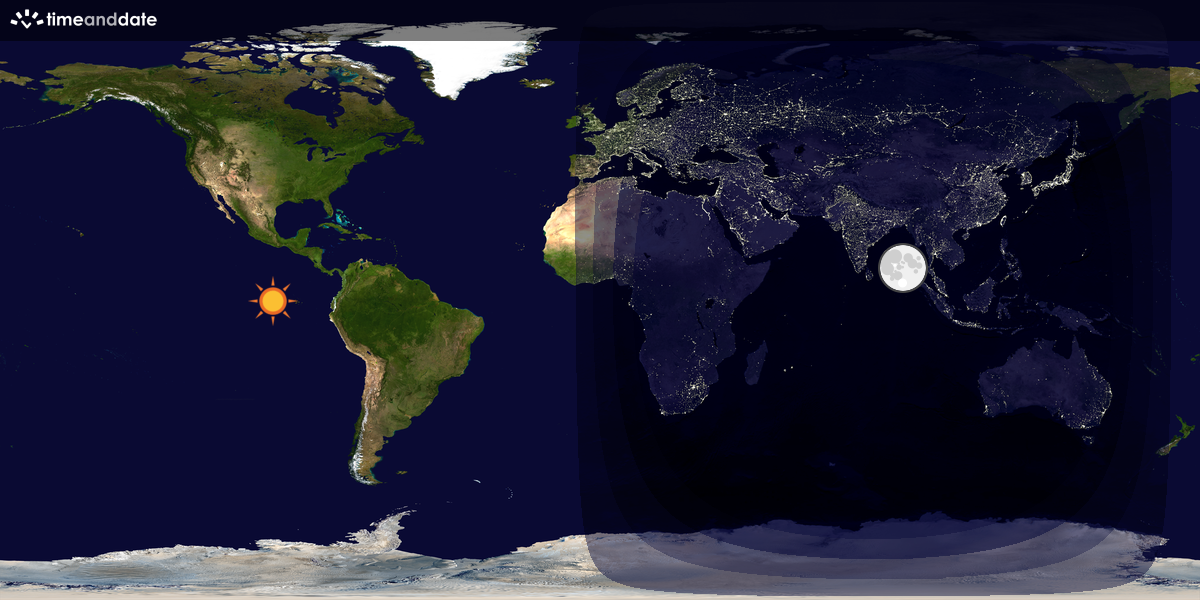 Verdenskart som viser dag og natt 