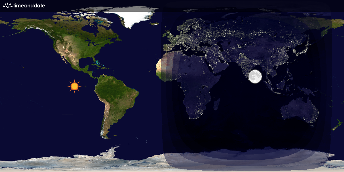Verdenskart som viser dag og natt 