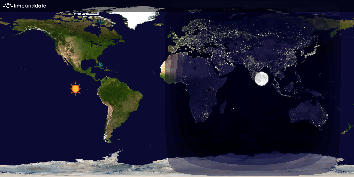 Verdenskart som viser dag og natt 