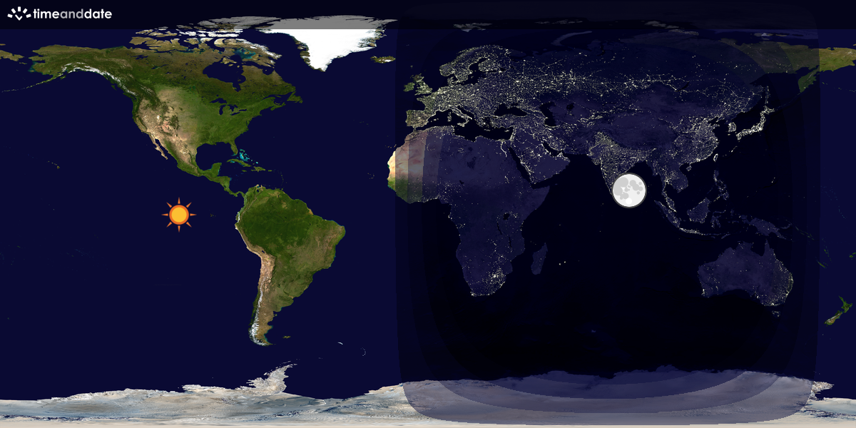 Verdenskart som viser dag og natt 