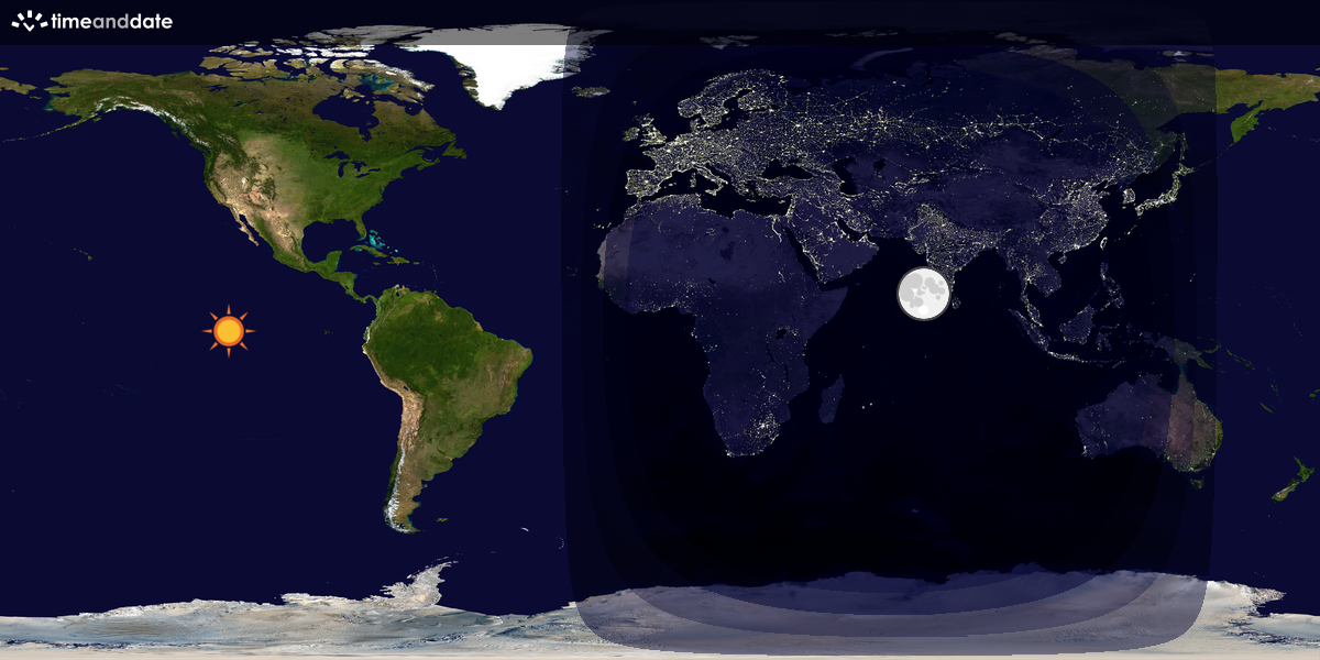 Verdenskart som viser dag og natt 