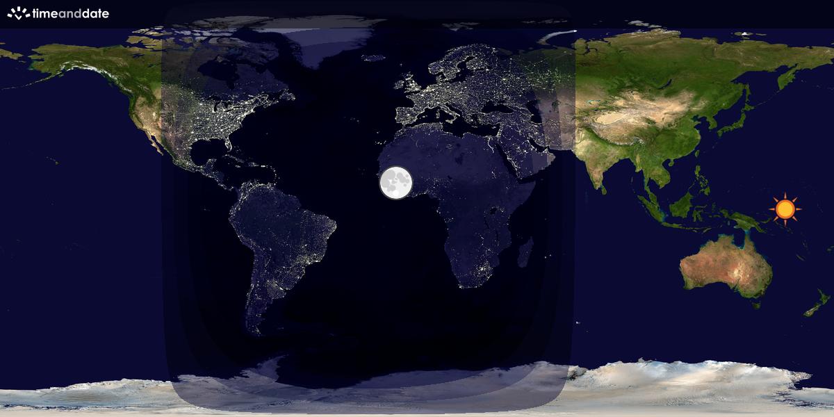 Verdenskart som viser dag og natt 