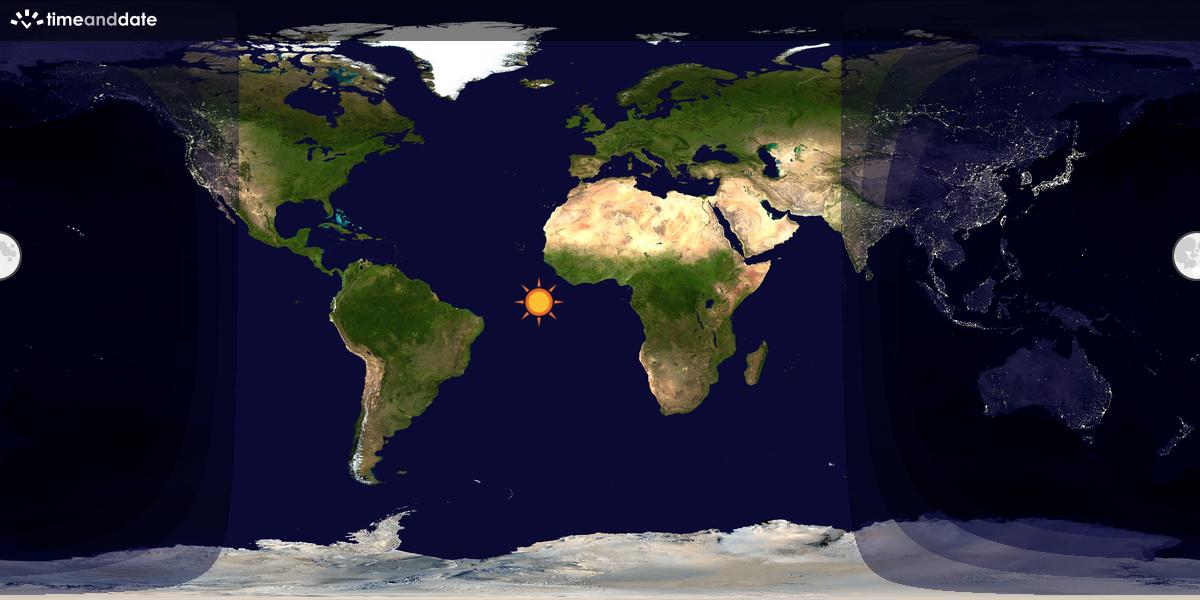 Verdenskart som viser dag og natt 