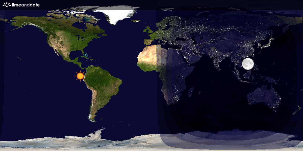 Verdenskart som viser dag og natt 