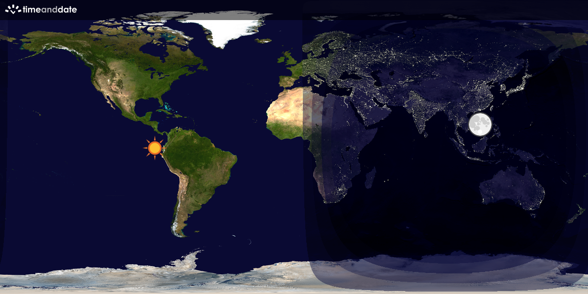 Verdenskart som viser dag og natt 