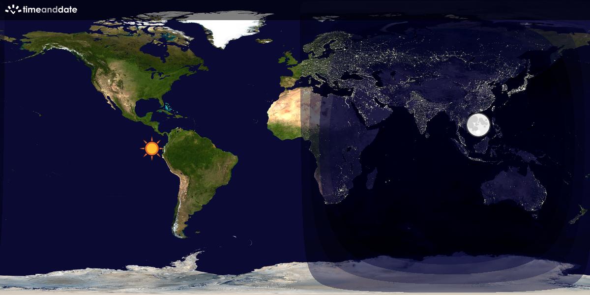 Verdenskart som viser dag og natt 