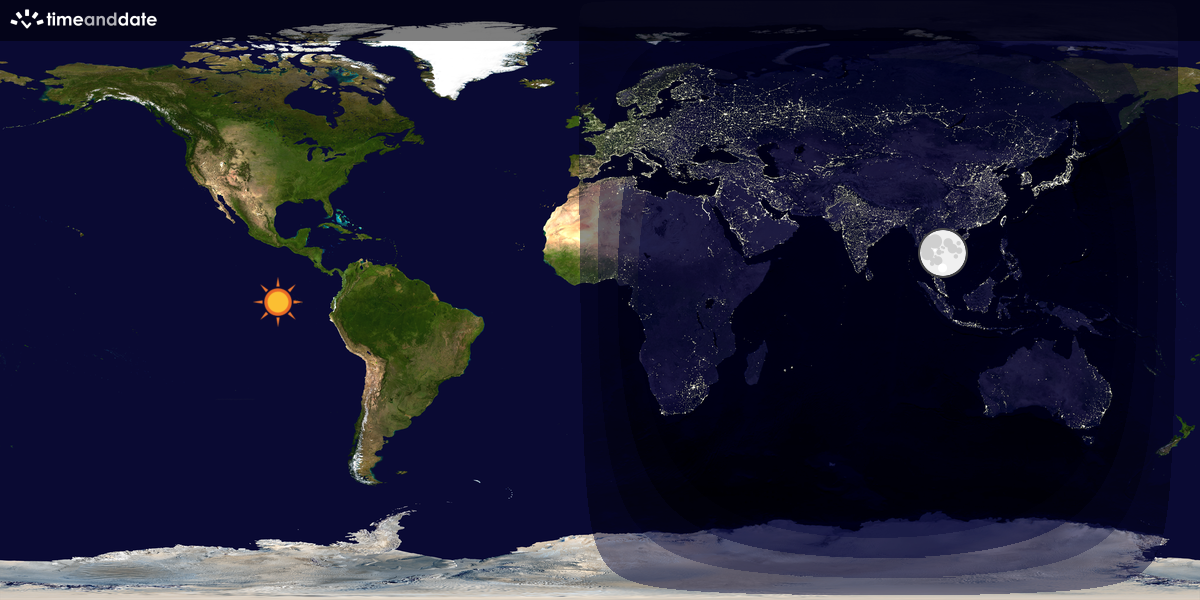 Verdenskart som viser dag og natt 