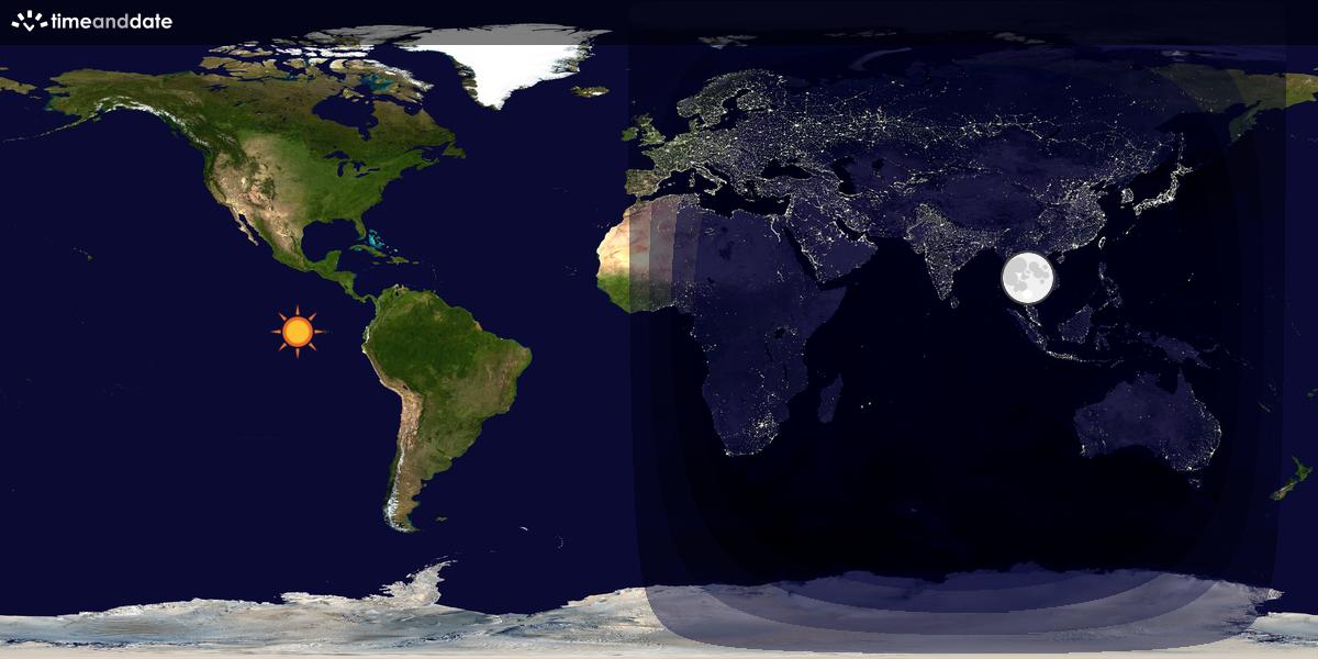 Verdenskart som viser dag og natt 